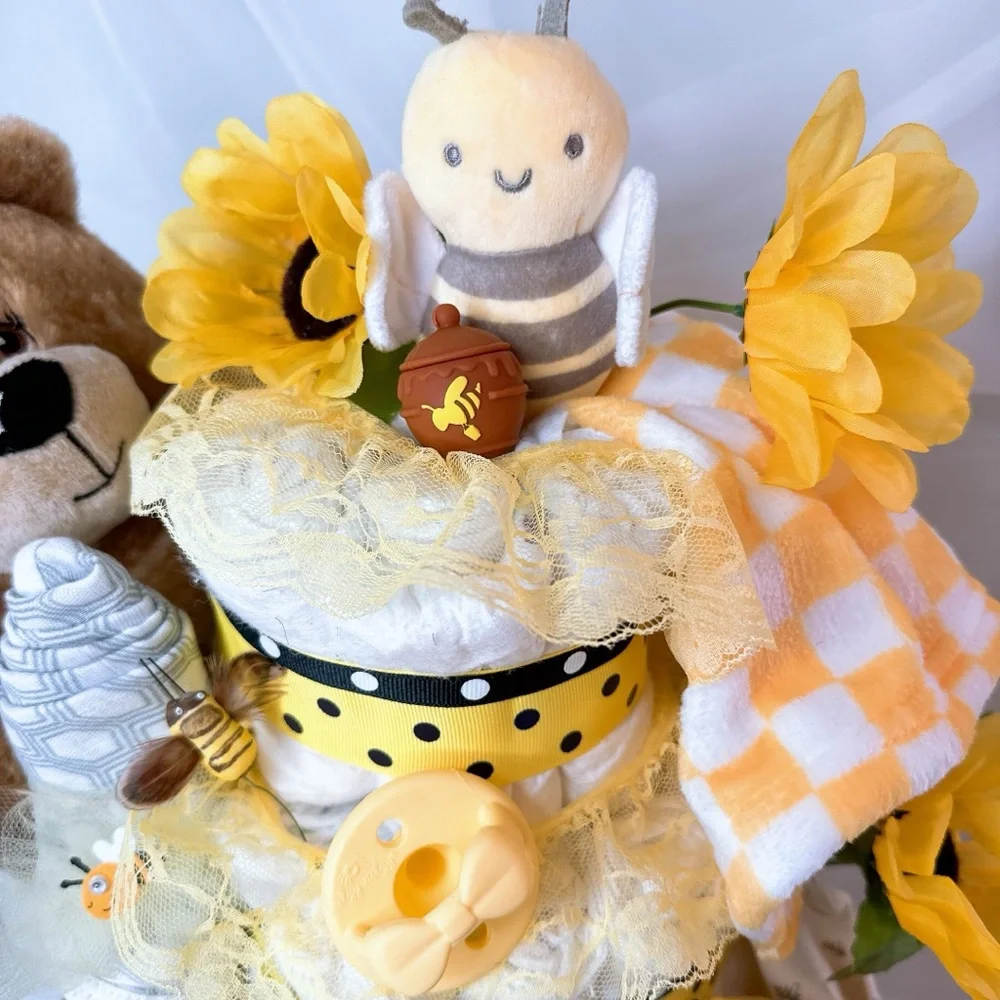 Honey Teddy Bear Diaper Cake, Bees baby Shower